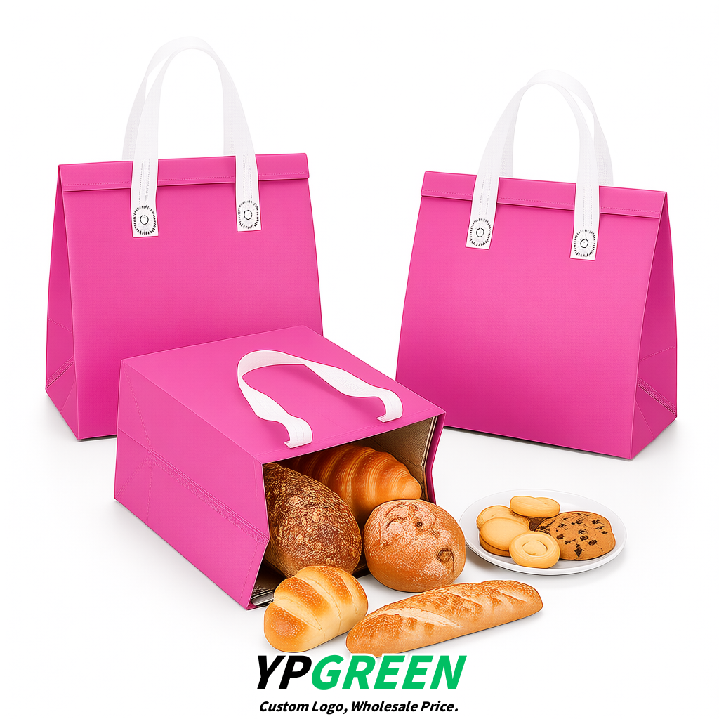 Pink 4-Cup insulated take away bags wholesale 9.5 x 9.5 x 6 inches for Hot & Cold Drink Delivery