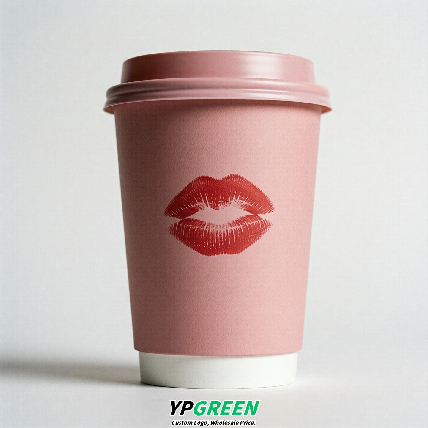 Pink Paper Cups with Lips Print 10oz/12oz/16oz/20oz/22oz