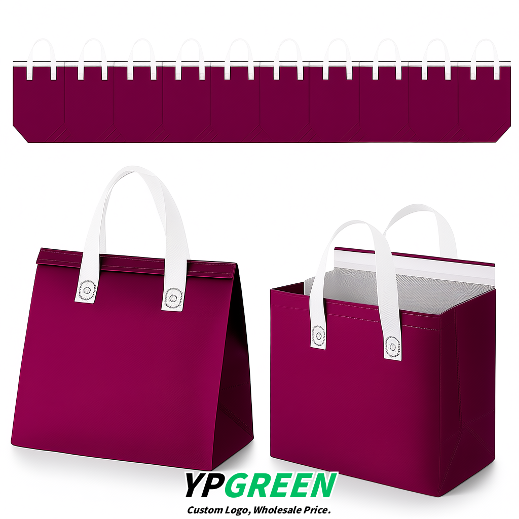Plum 4-Cup insulated take away bags wholesale 9.5 x 9.5 x 6 inches for Hot & Cold Drink Delivery