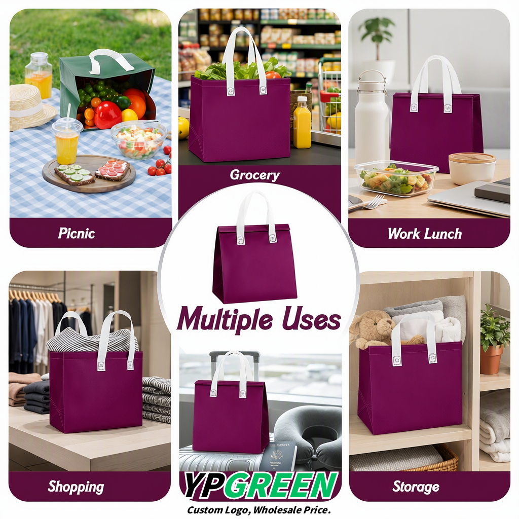 Plum 4-Cup insulated take away bags wholesale 9.5 x 9.5 x 6 inches for Hot & Cold Drink Delivery