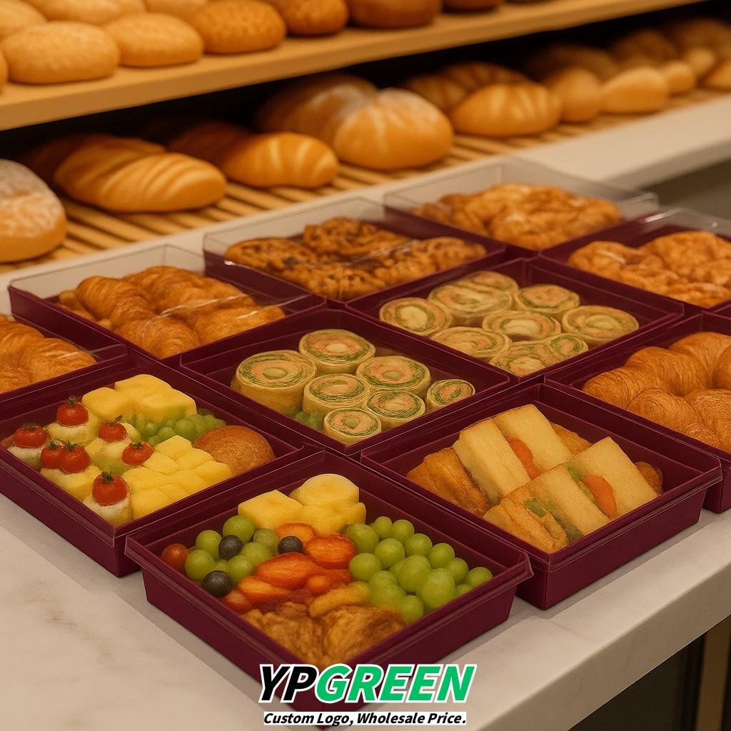 Plum Charcuterie Boxes with Clear Lids - 4 inches & 5 inches Disposable Paper Square Food Containers