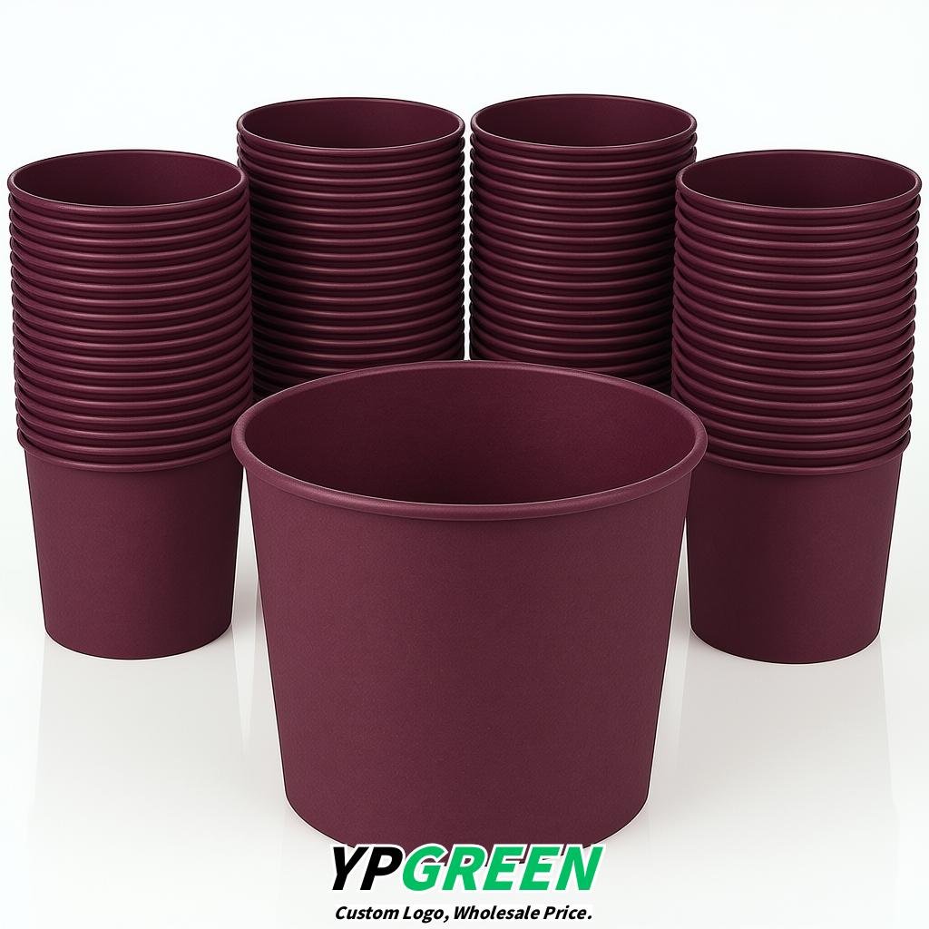 Plum 85 oz Paper Buckets 6.9x5.7x6.3 Inches Cardboard Food Container