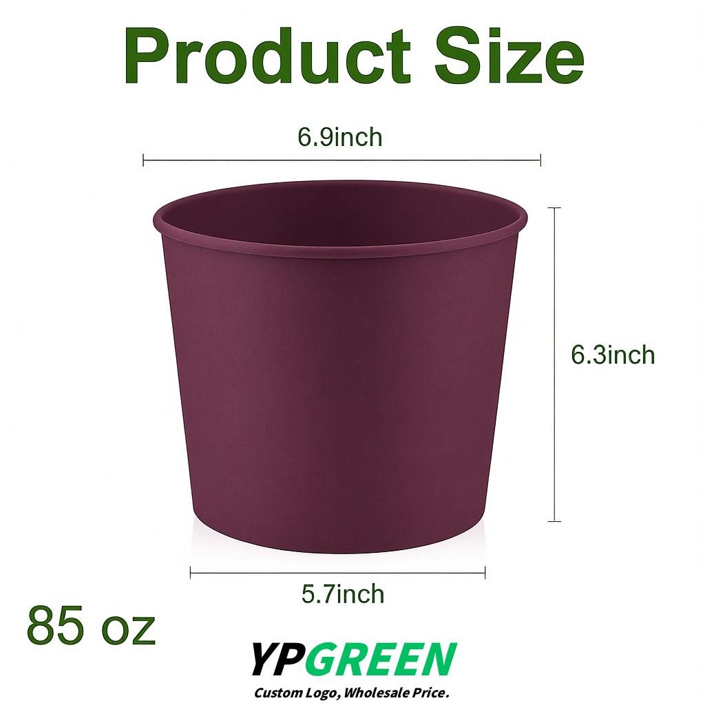 Plum 85 oz Paper Buckets 6.9x5.7x6.3 Inches Cardboard Food Container