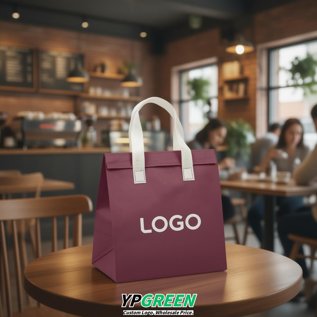 Plum 4-Cup insulated take away bags wholesale 9.5 x 9.5 x 6 inches for Hot & Cold Drink Delivery