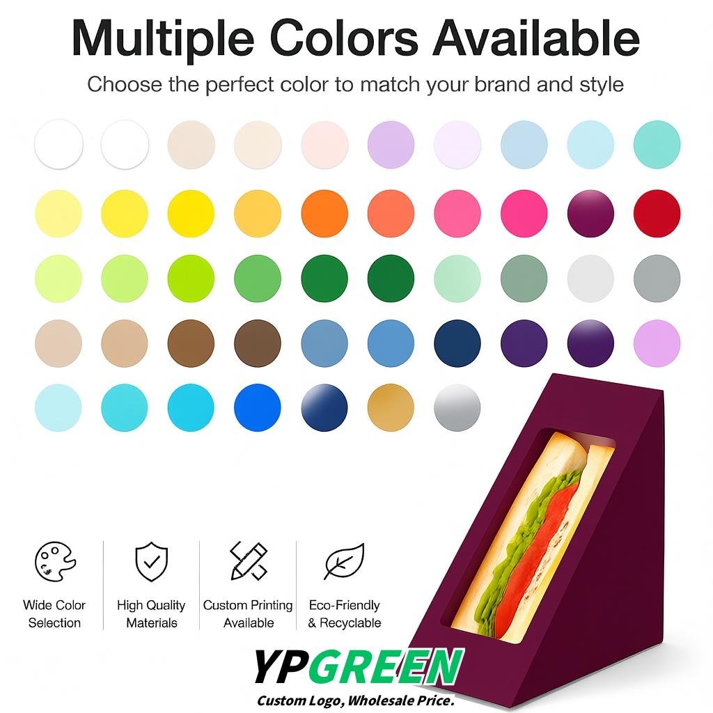 Plum Triangle Paper Sandwich Boxes with Window 4.7x4.7x2.6 Inch - Factory Direct