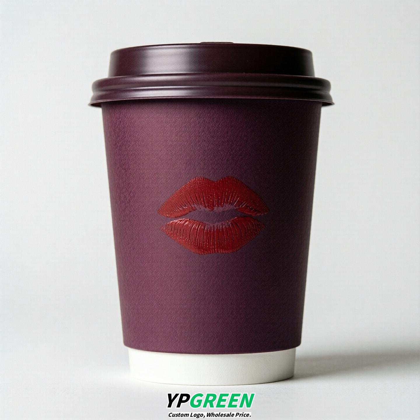 Plum Paper Cups with Lips Print 10oz/12oz/16oz/20oz/22oz