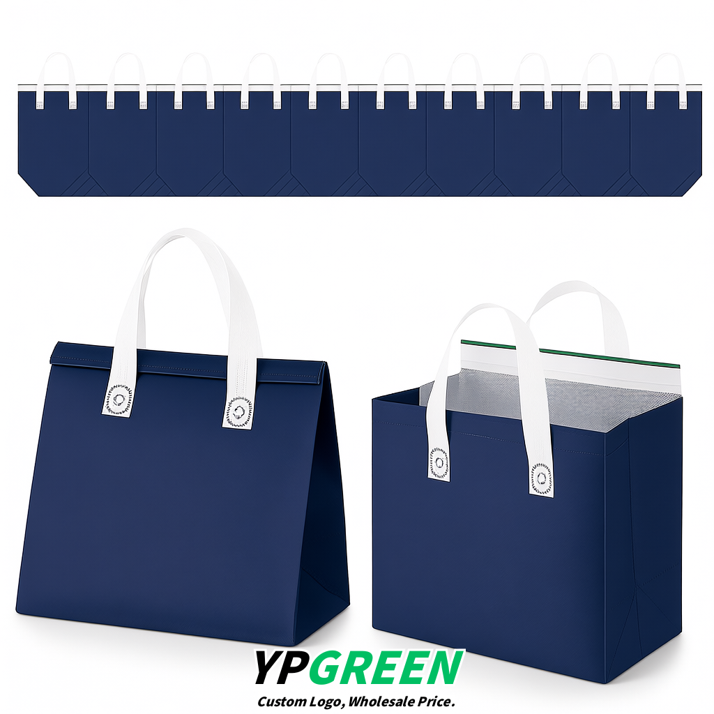Prussian Blue 4-Cup insulated take away bags wholesale 9.5 x 9.5 x 6 inches for Hot & Cold Drink Delivery