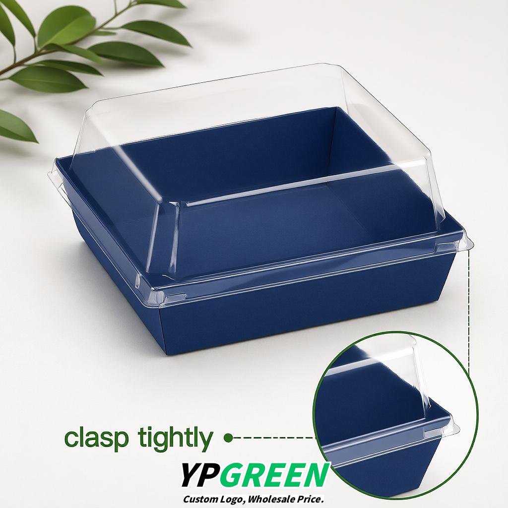 Prussian Blue Charcuterie Boxes with Clear Lids - 4 inches & 5 inches Disposable Paper Square Food Containers