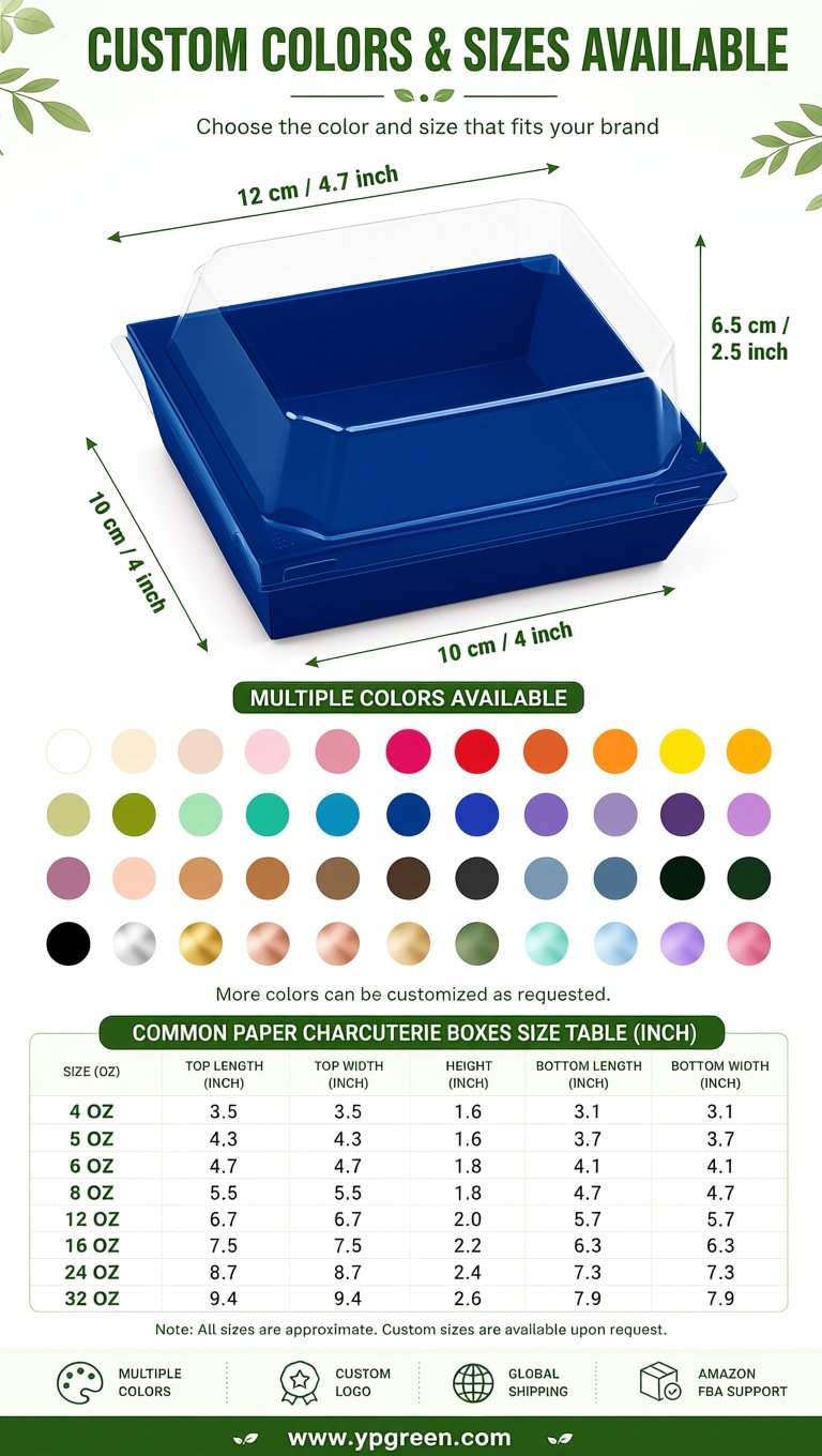 Prussian Blue Charcuterie Boxes with Clear Lids - 4 inches & 5 inches Disposable Paper Square Food Containers Prussian Blue Charcuterie Boxes with Clear Lids - 4 inches & 5 inches Disposable Paper Square Food Containers