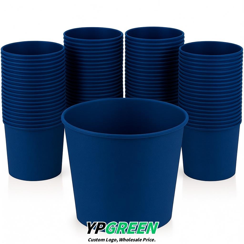 Prussian Blue 85 oz Paper Buckets 6.9x5.7x6.3 Inches Cardboard Food Container