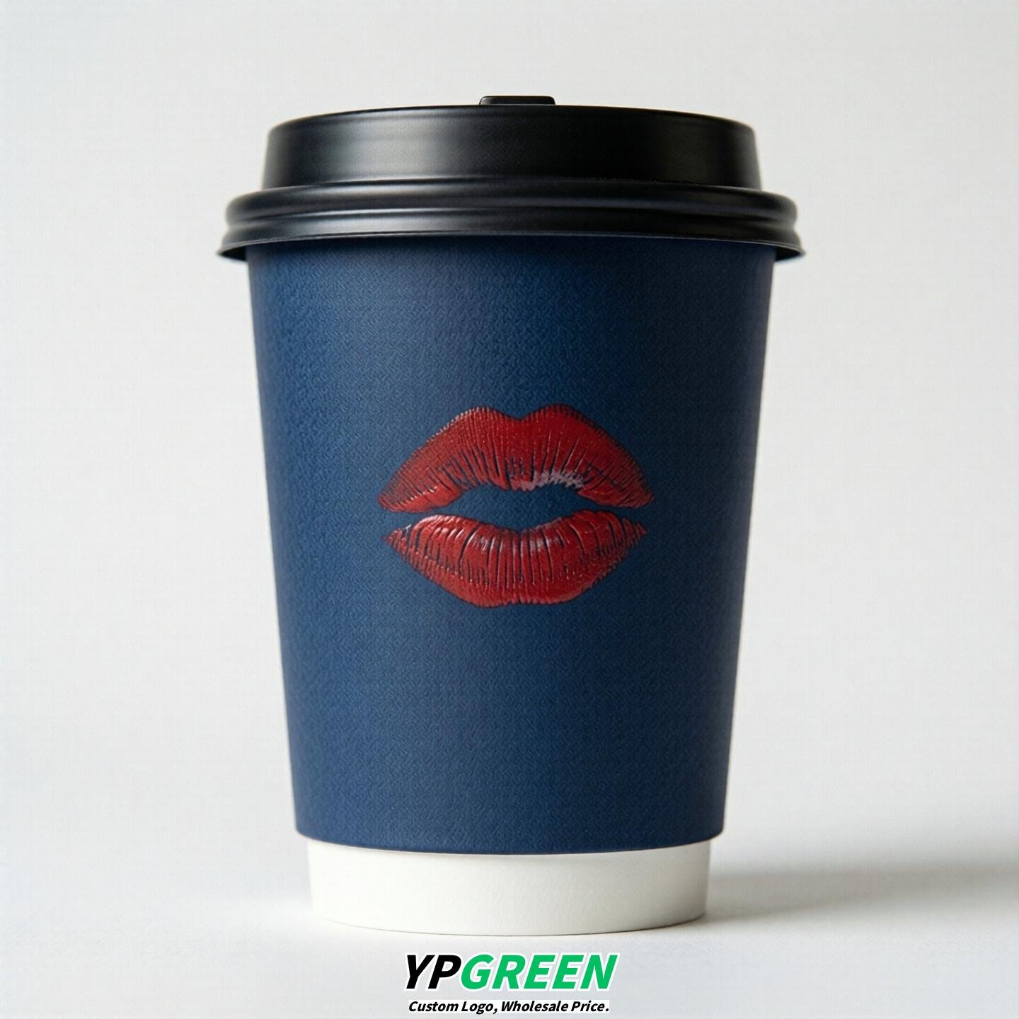 Prussian Blue Paper Cups with Lips Print 10oz/12oz/16oz/20oz/22oz