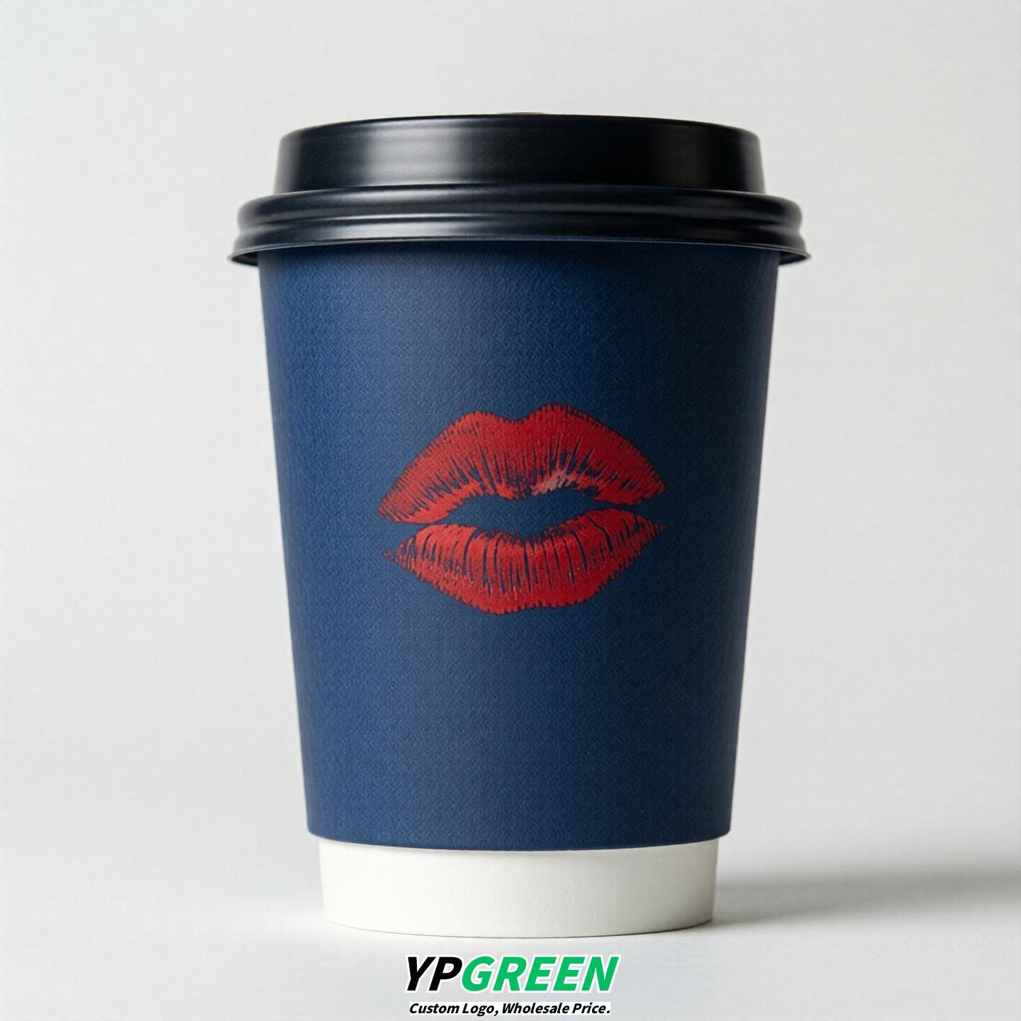 Prussian Blue Paper Cups with Lips Print 10oz/12oz/16oz/20oz/22oz