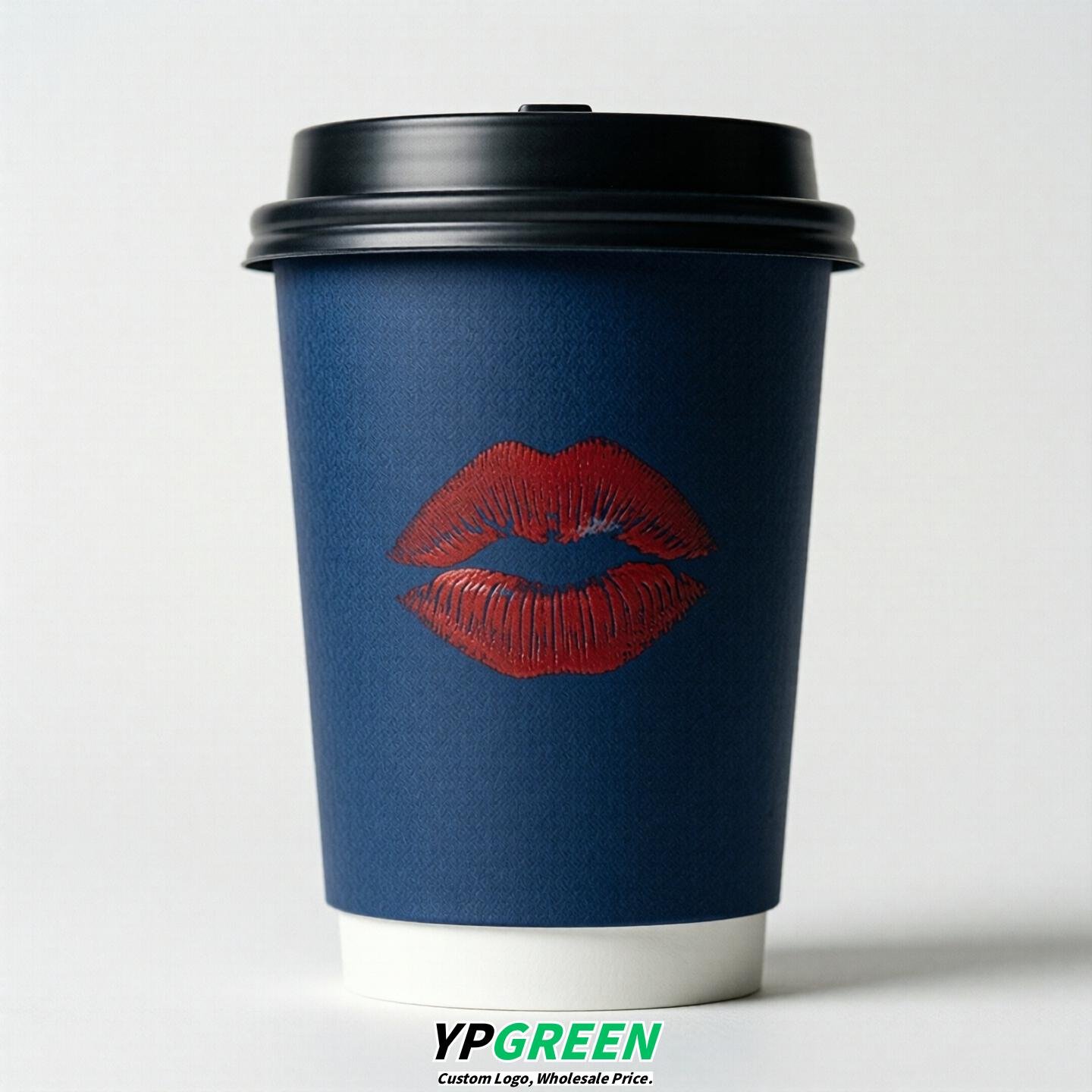 Prussian Blue Paper Cups with Lips Print 10oz/12oz/16oz/20oz/22oz