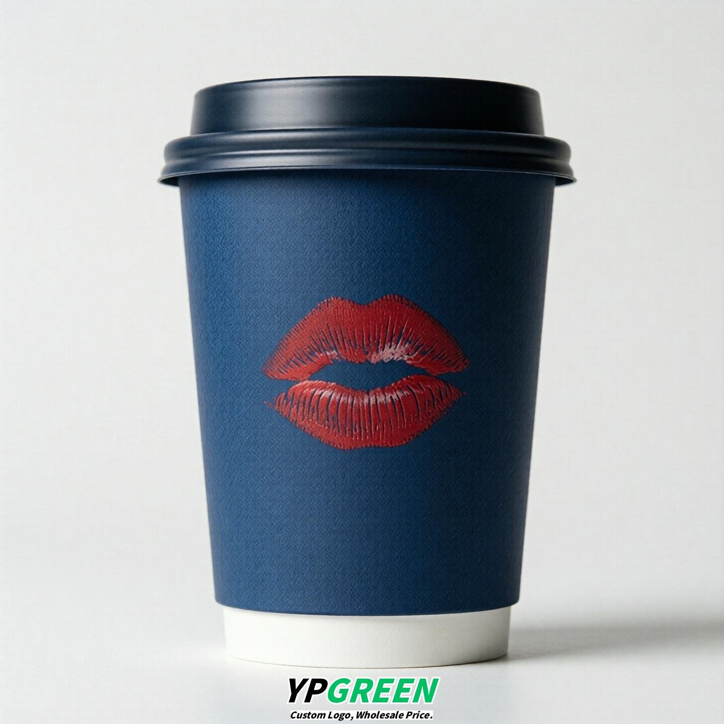 Prussian Blue Paper Cups with Lips Print 10oz/12oz/16oz/20oz/22oz