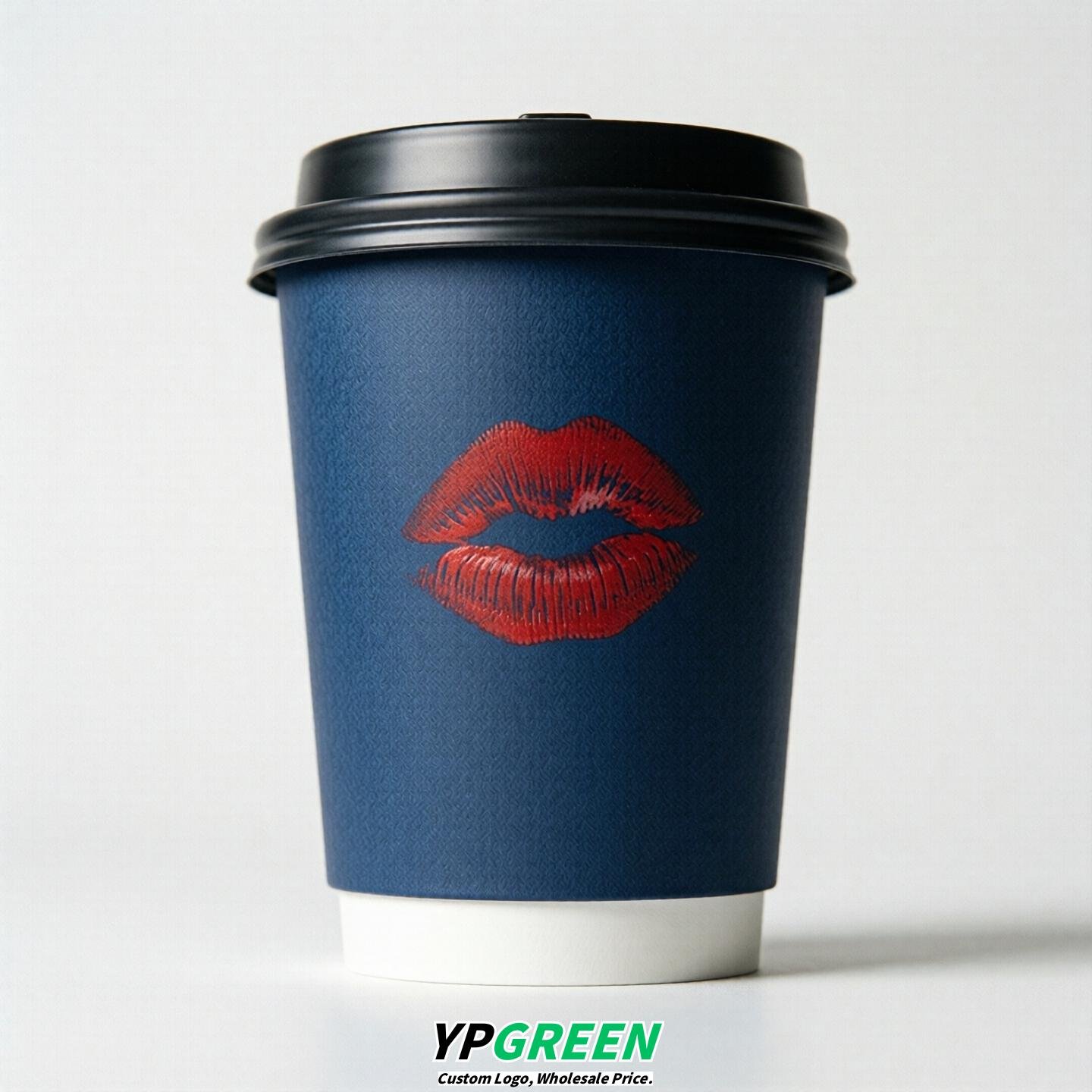 Prussian Blue Paper Cups with Lips Print 10oz/12oz/16oz/20oz/22oz