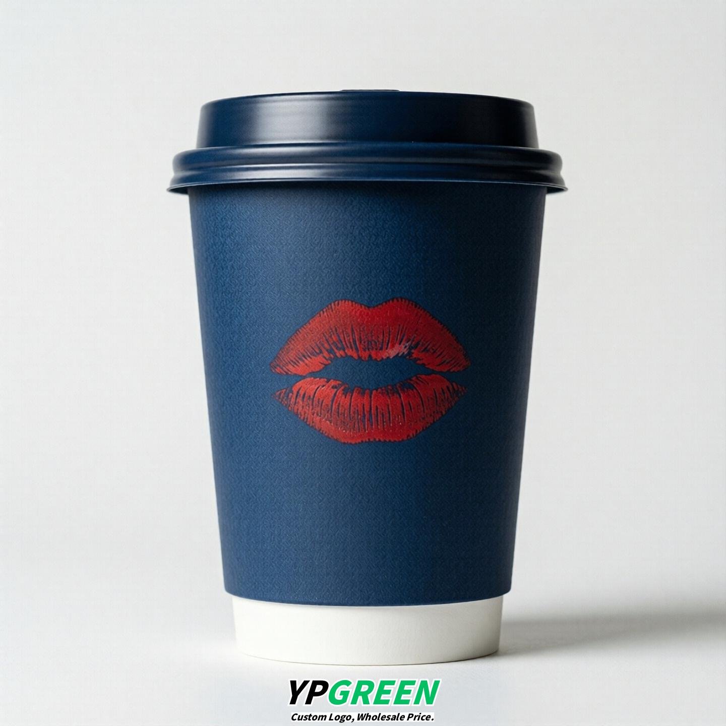 Prussian Blue Paper Cups with Lips Print 10oz/12oz/16oz/20oz/22oz