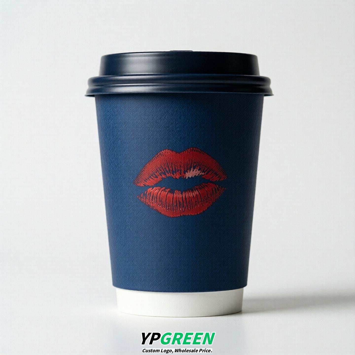 Prussian Blue Paper Cups with Lips Print 10oz/12oz/16oz/20oz/22oz