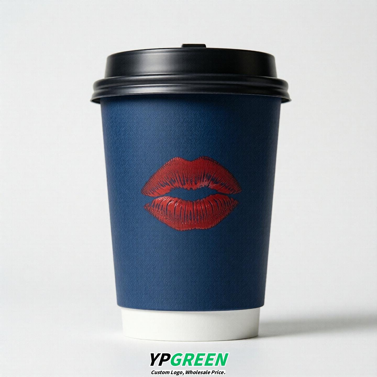 Prussian Blue Paper Cups with Lips Print 10oz/12oz/16oz/20oz/22oz