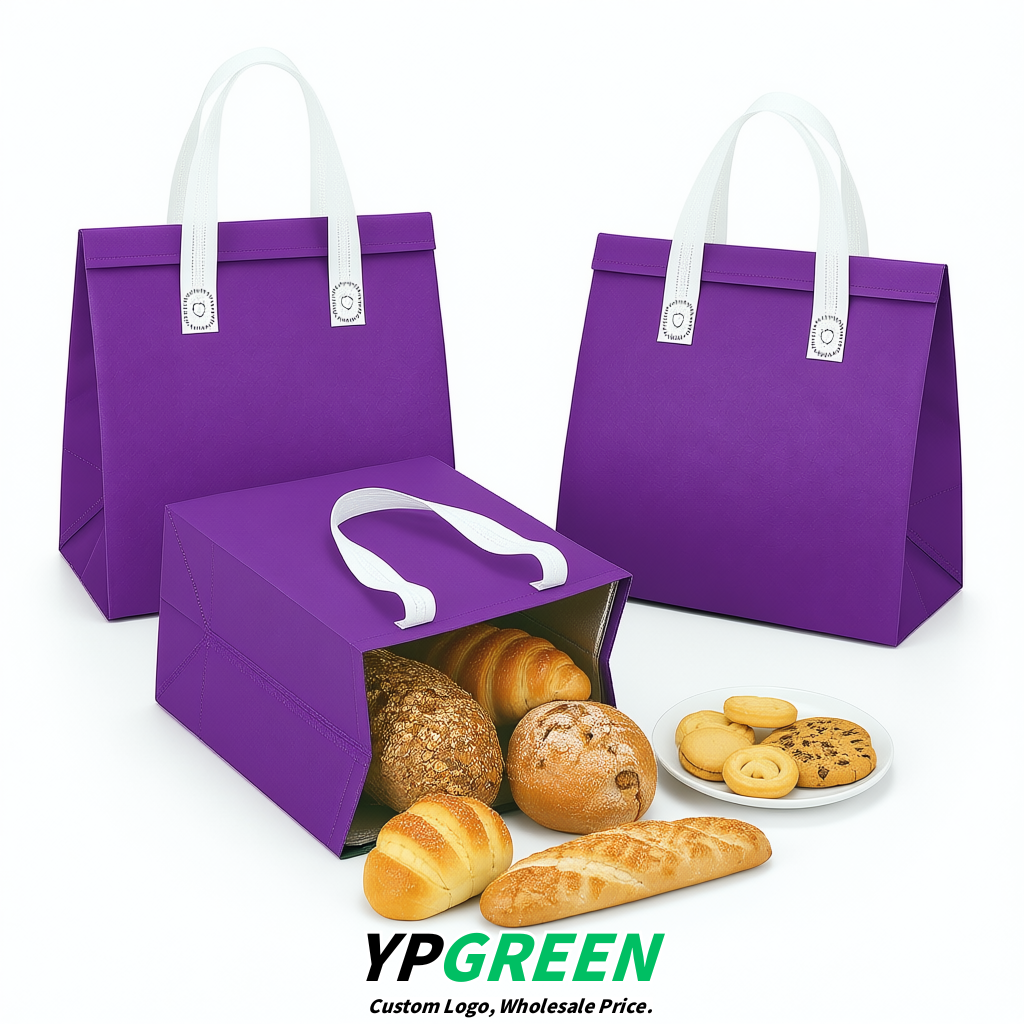 Purple 4-Cup insulated take away bags wholesale 9.5 x 9.5 x 6 inches for Hot & Cold Drink Delivery