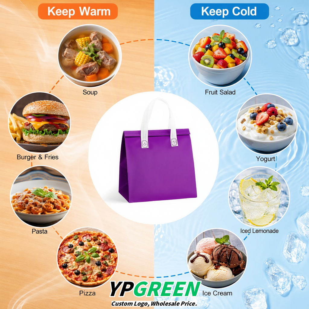 Purple 4-Cup insulated take away bags wholesale 9.5 x 9.5 x 6 inches for Hot & Cold Drink Delivery
