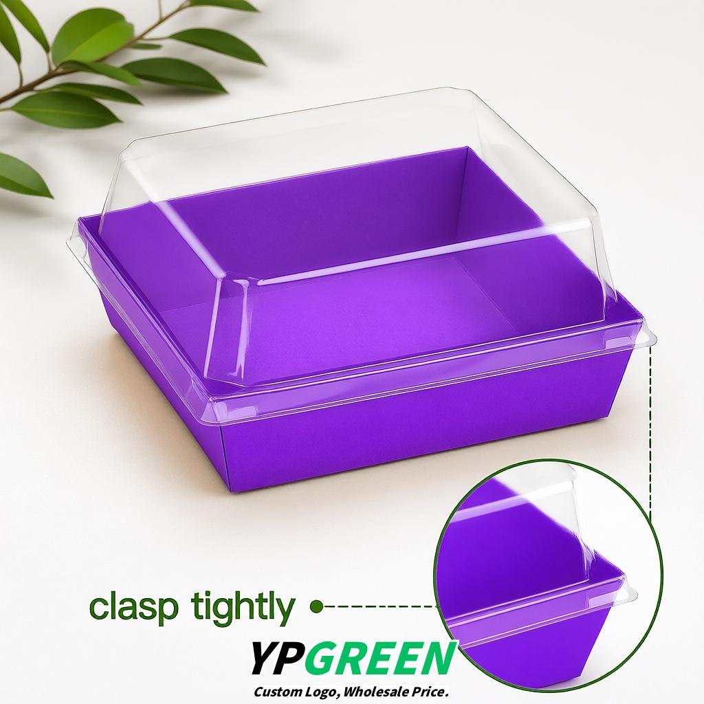 Purple Charcuterie Boxes with Clear Lids - 4 inches & 5 inches Disposable Paper Square Food Containers