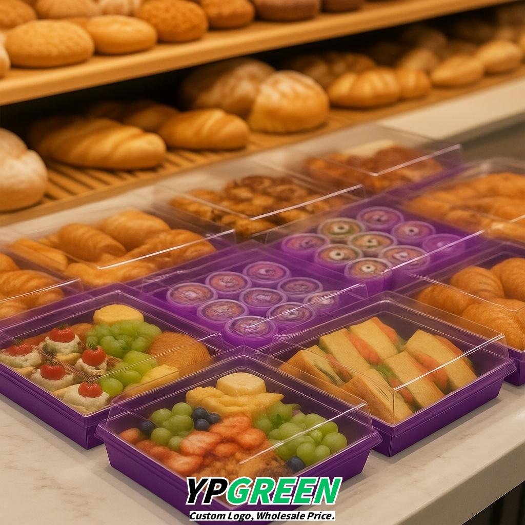 Purple Charcuterie Boxes with Clear Lids - 4 inches & 5 inches Disposable Paper Square Food Containers