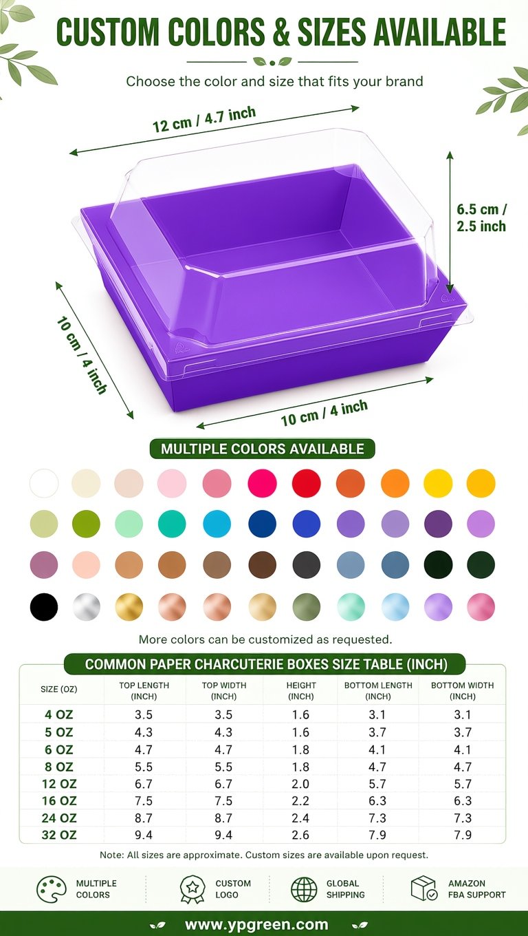 Purple Charcuterie Boxes with Clear Lids - 4 inches & 5 inches Disposable Paper Square Food Containers Purple Charcuterie Boxes with Clear Lids - 4 inches & 5 inches Disposable Paper Square Food Containers