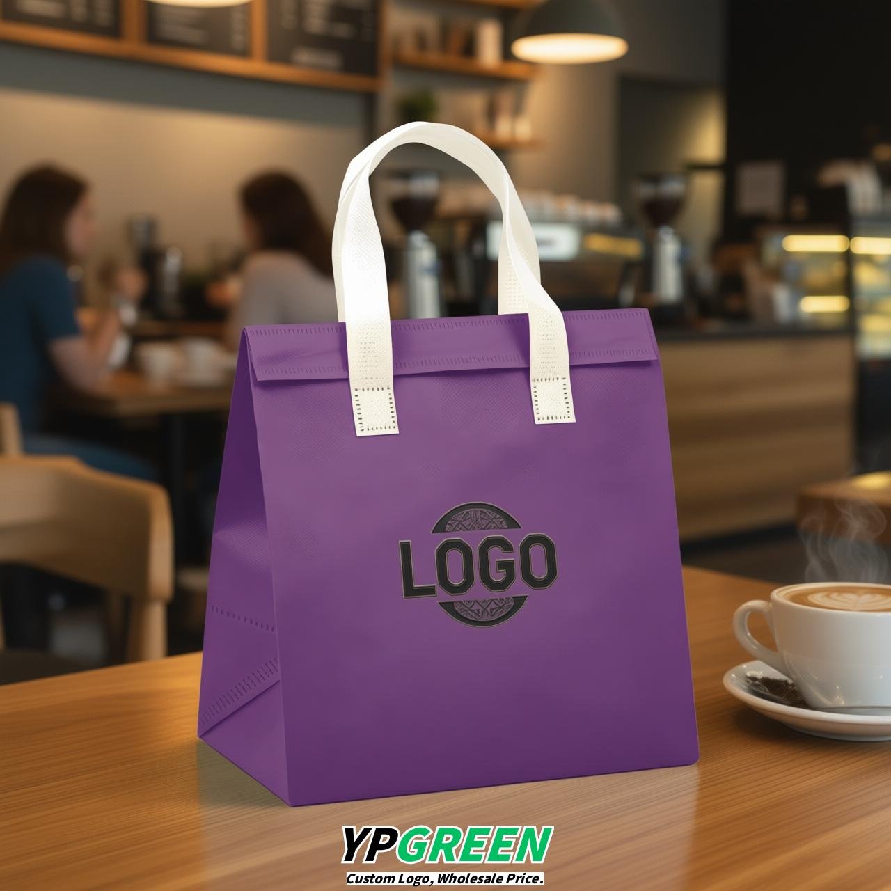 Purple 4-Cup insulated take away bags wholesale 9.5 x 9.5 x 6 inches for Hot & Cold Drink Delivery