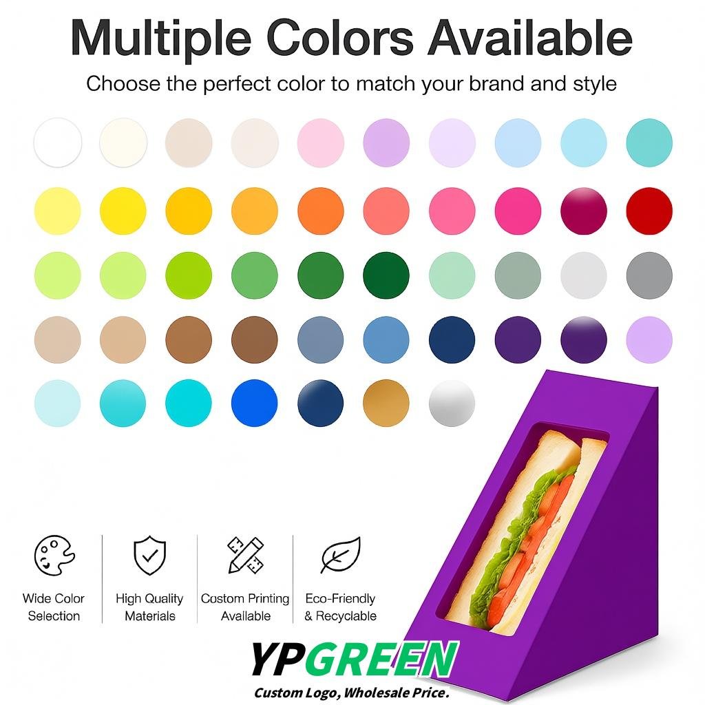 Purple Triangle Paper Sandwich Boxes with Window 4.7x4.7x2.6 Inch - Factory Direct