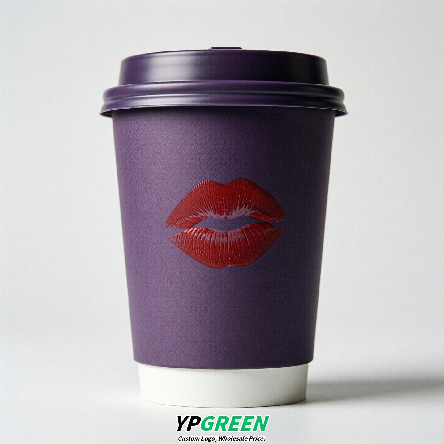 Purple Paper Cups with Lips Print 10oz/12oz/16oz/20oz/22oz