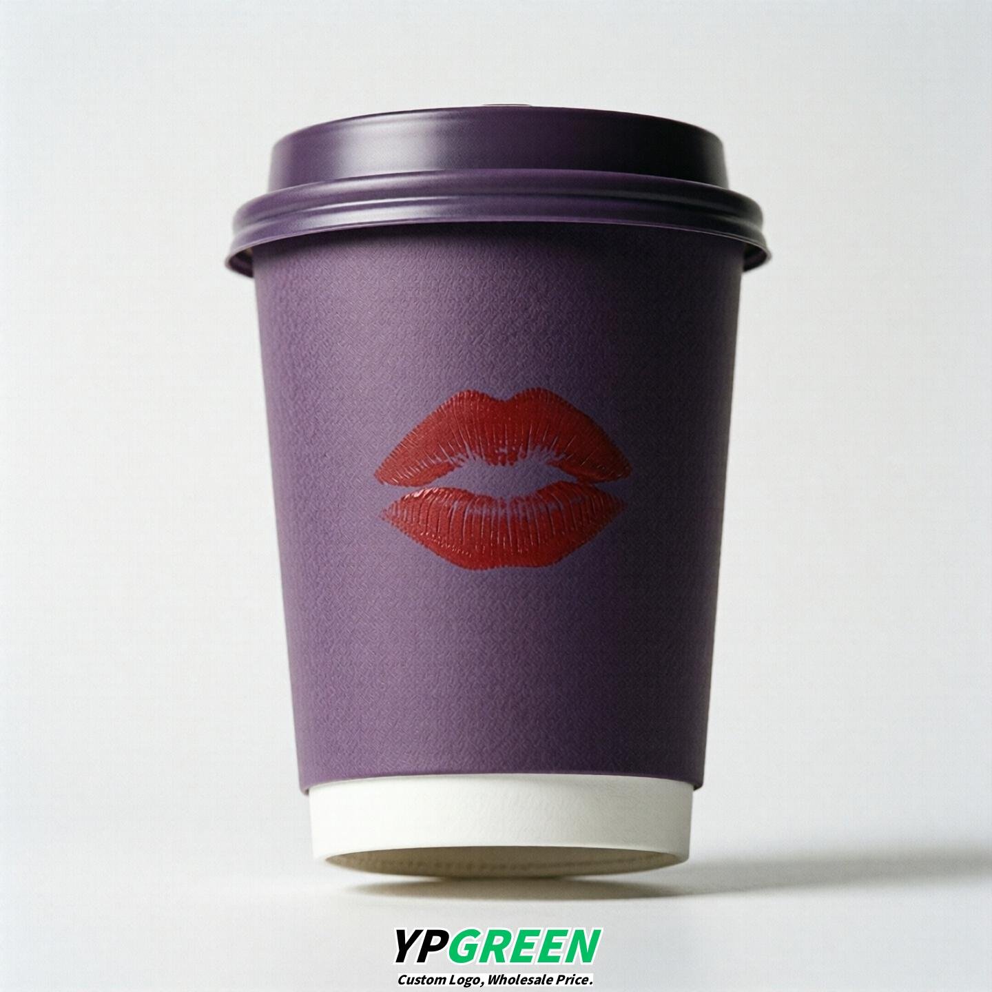 Purple Paper Cups with Lips Print 10oz/12oz/16oz/20oz/22oz