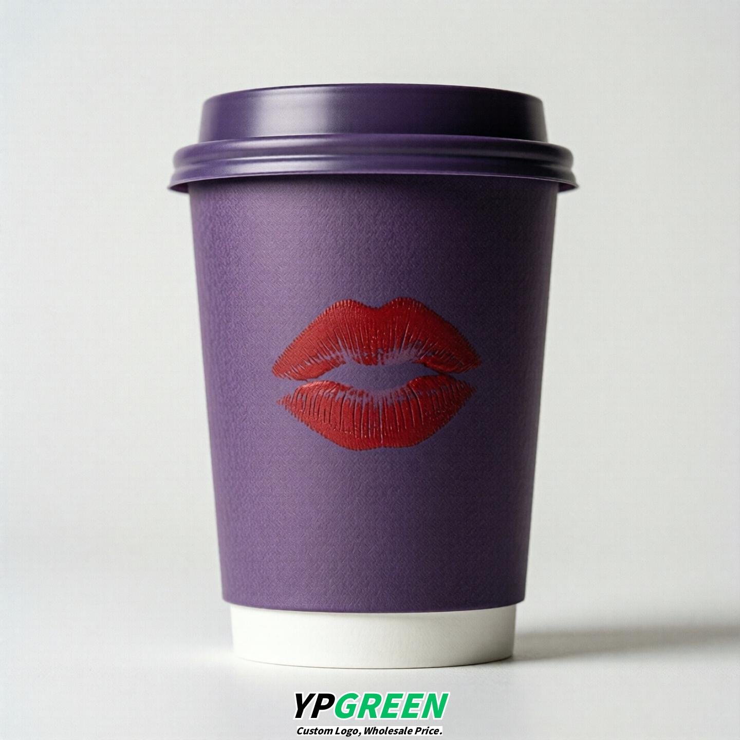 Purple Paper Cups with Lips Print 10oz/12oz/16oz/20oz/22oz
