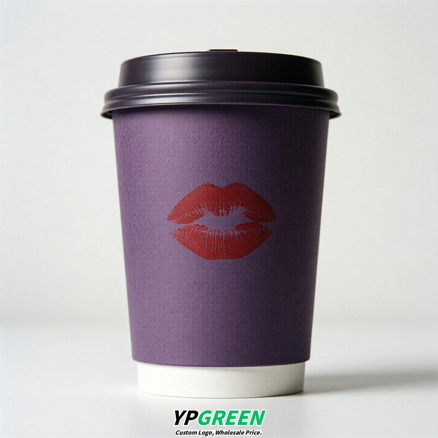 Purple Paper Cups with Lips Print 10oz/12oz/16oz/20oz/22oz