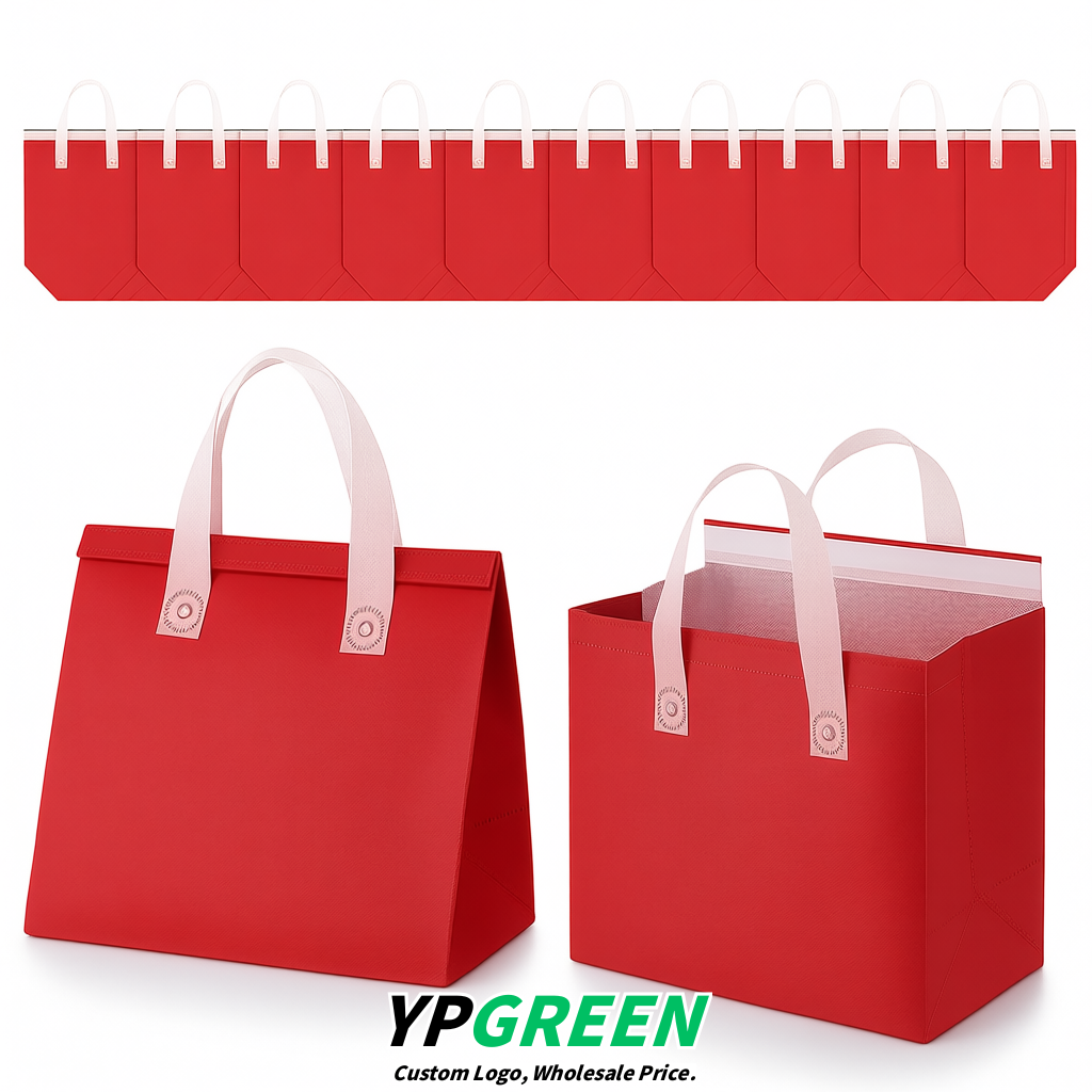 Red 4-Cup insulated take away bags wholesale 9.5 x 9.5 x 6 inches for Hot & Cold Drink Delivery