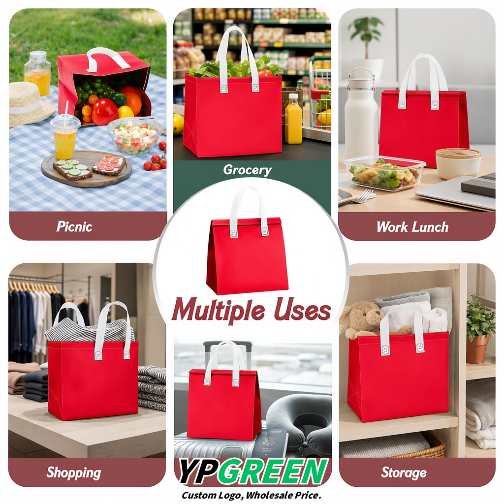 Red 4-Cup insulated take away bags wholesale 9.5 x 9.5 x 6 inches for Hot & Cold Drink Delivery