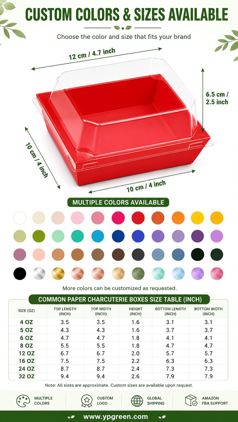 Red Charcuterie Boxes with Clear Lids - 4 inches & 5 inches Disposable Paper Square Food Containers Red Charcuterie Boxes with Clear Lids - 4 inches & 5 inches Disposable Paper Square Food Containers
