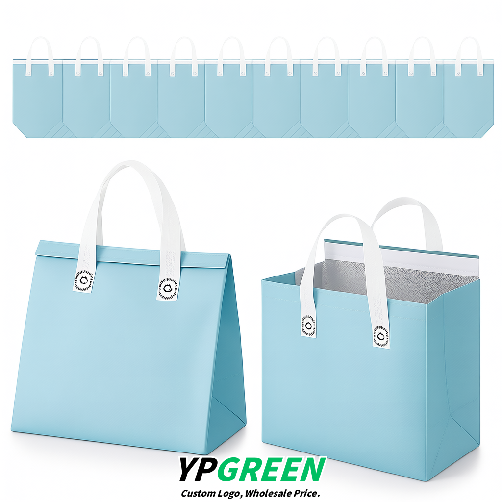 Robin Egg Blue 4-Cup insulated take away bags wholesale 9.5 x 9.5 x 6 inches for Hot & Cold Drink Delivery