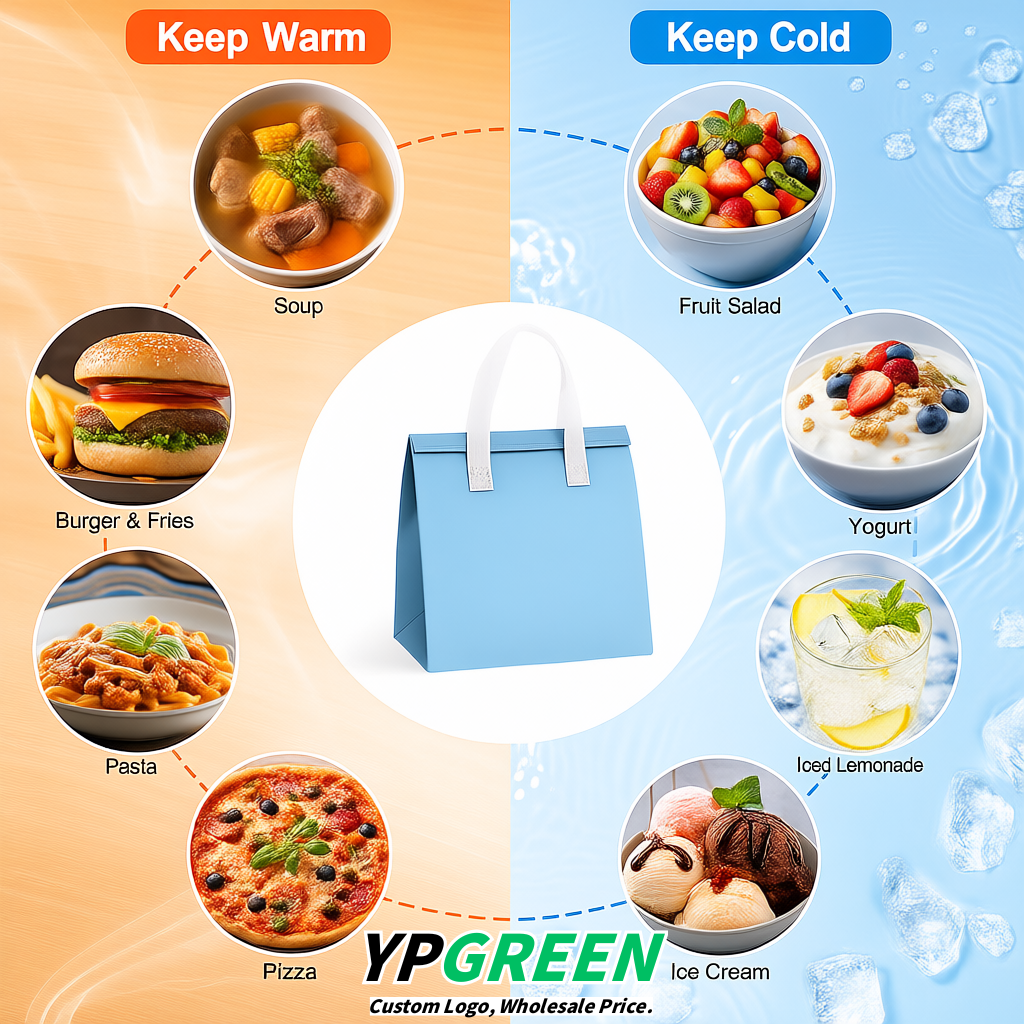 Robin Egg Blue 4-Cup insulated take away bags wholesale 9.5 x 9.5 x 6 inches for Hot & Cold Drink Delivery