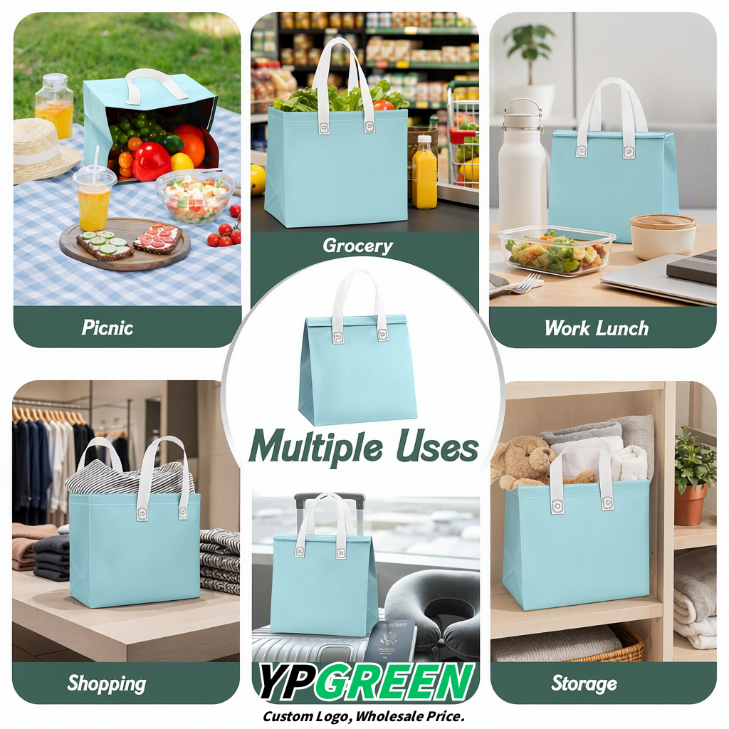 Robin Egg Blue 4-Cup insulated take away bags wholesale 9.5 x 9.5 x 6 inches for Hot & Cold Drink Delivery