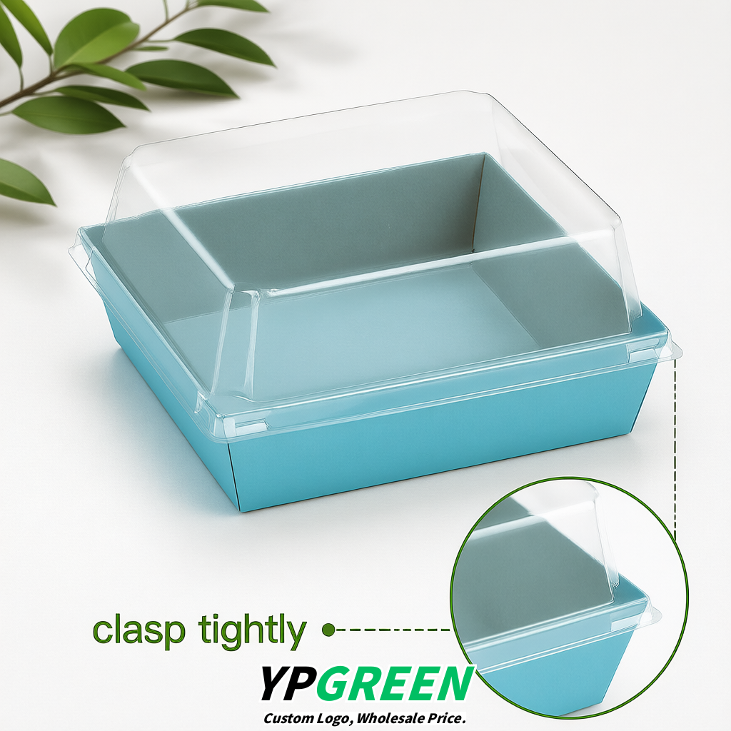 Robin Egg Blue Charcuterie Boxes with Clear Lids - 4 inches & 5 inches Disposable Paper Square Food Containers