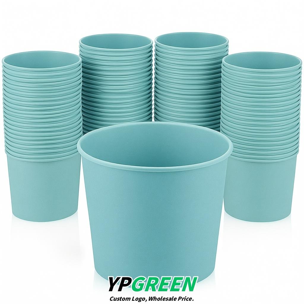 Robin Egg Blue 85 oz Paper Buckets 6.9x5.7x6.3 Inches Cardboard Food Container