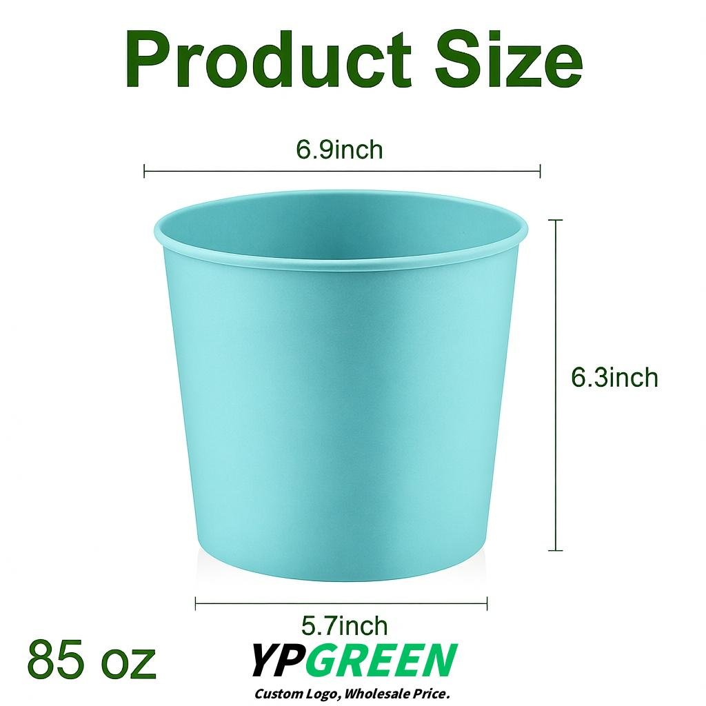Robin Egg Blue 85 oz Paper Buckets 6.9x5.7x6.3 Inches Cardboard Food Container
