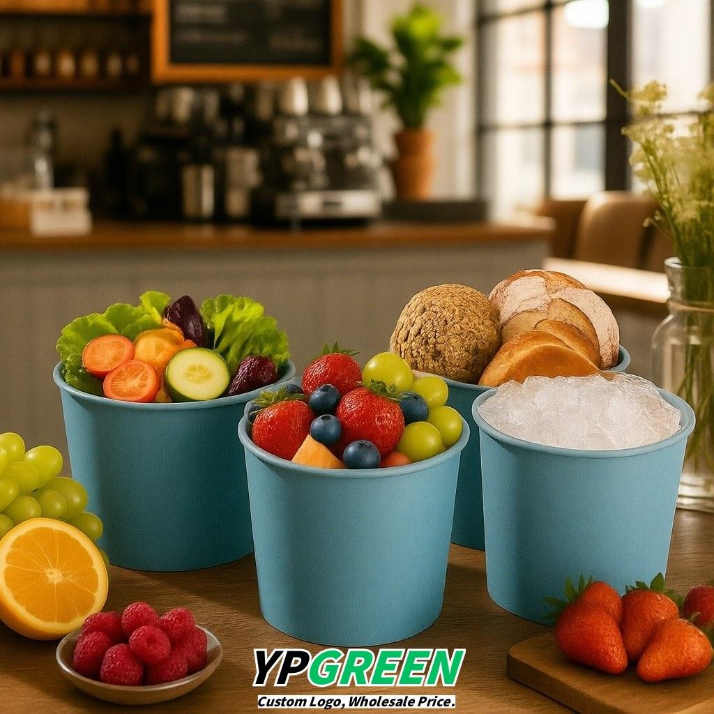 Robin Egg Blue 85 oz Paper Buckets 6.9x5.7x6.3 Inches Cardboard Food Container