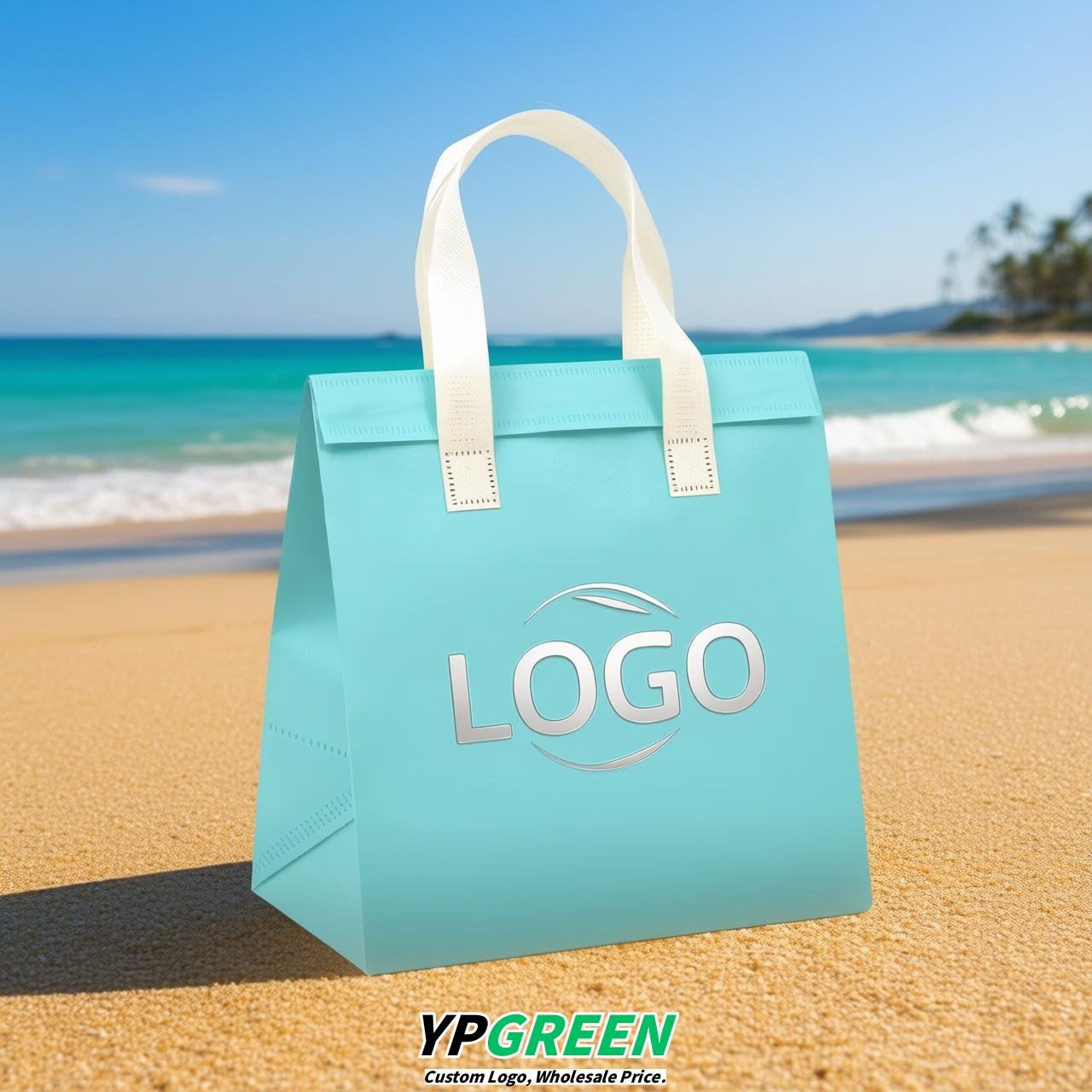 Robin Egg Blue 4-Cup insulated take away bags wholesale 9.5 x 9.5 x 6 inches for Hot & Cold Drink Delivery