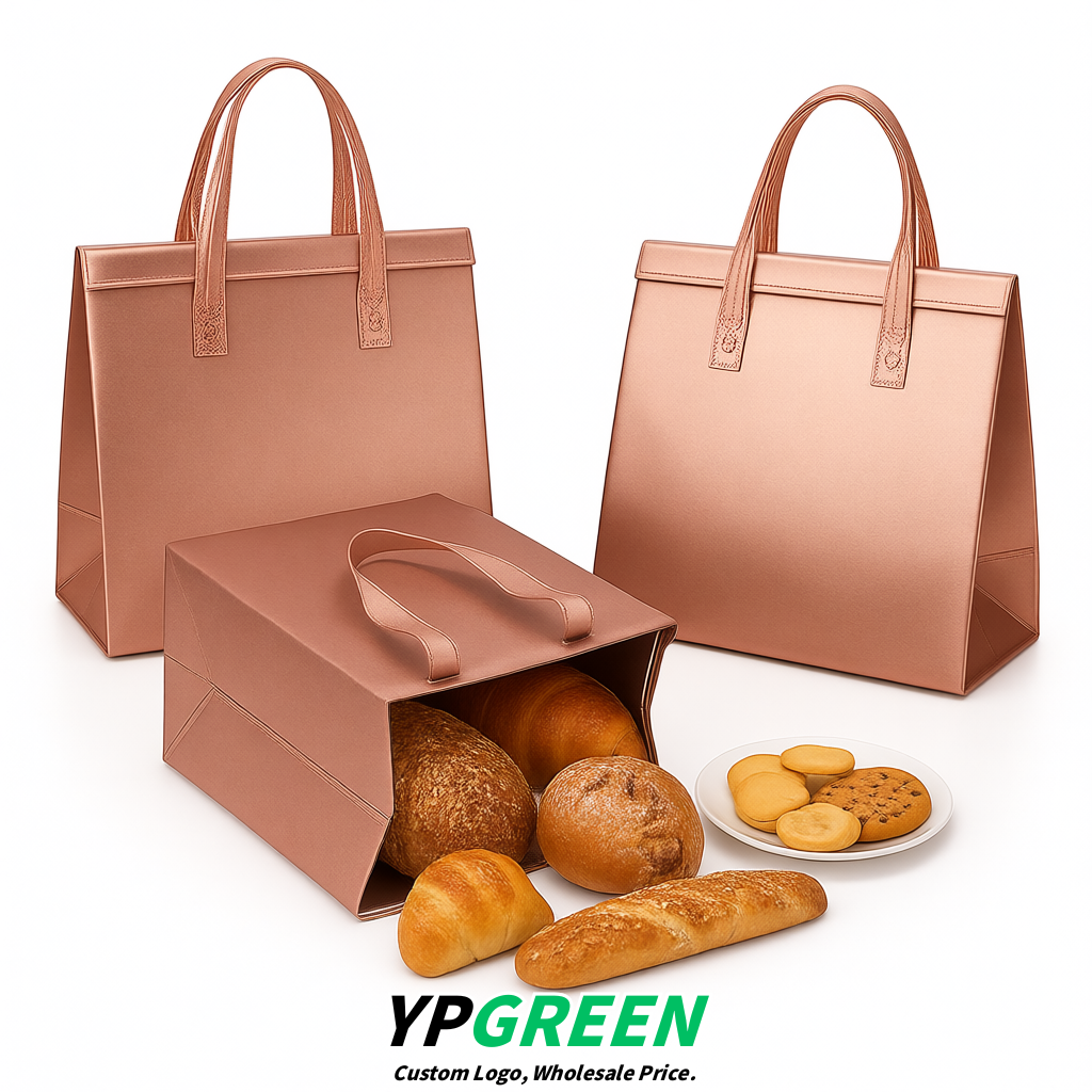 Rose Gold 4-Cup insulated take away bags wholesale 9.5 x 9.5 x 6 inches for Hot & Cold Drink Delivery