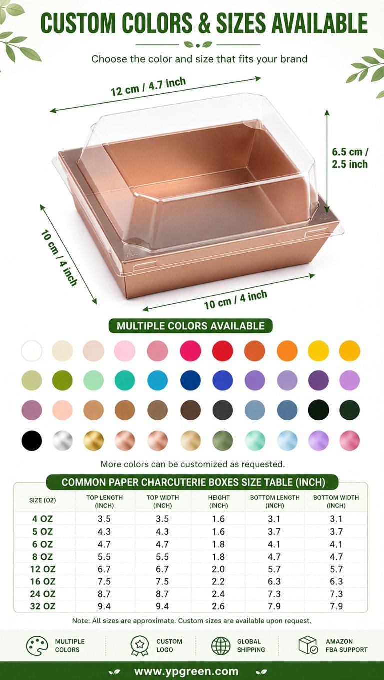 Rose Gold Charcuterie Boxes with Clear Lids - 4 inches & 5 inches Disposable Paper Square Food Containers Rose Gold Charcuterie Boxes with Clear Lids - 4 inches & 5 inches Disposable Paper Square Food Containers