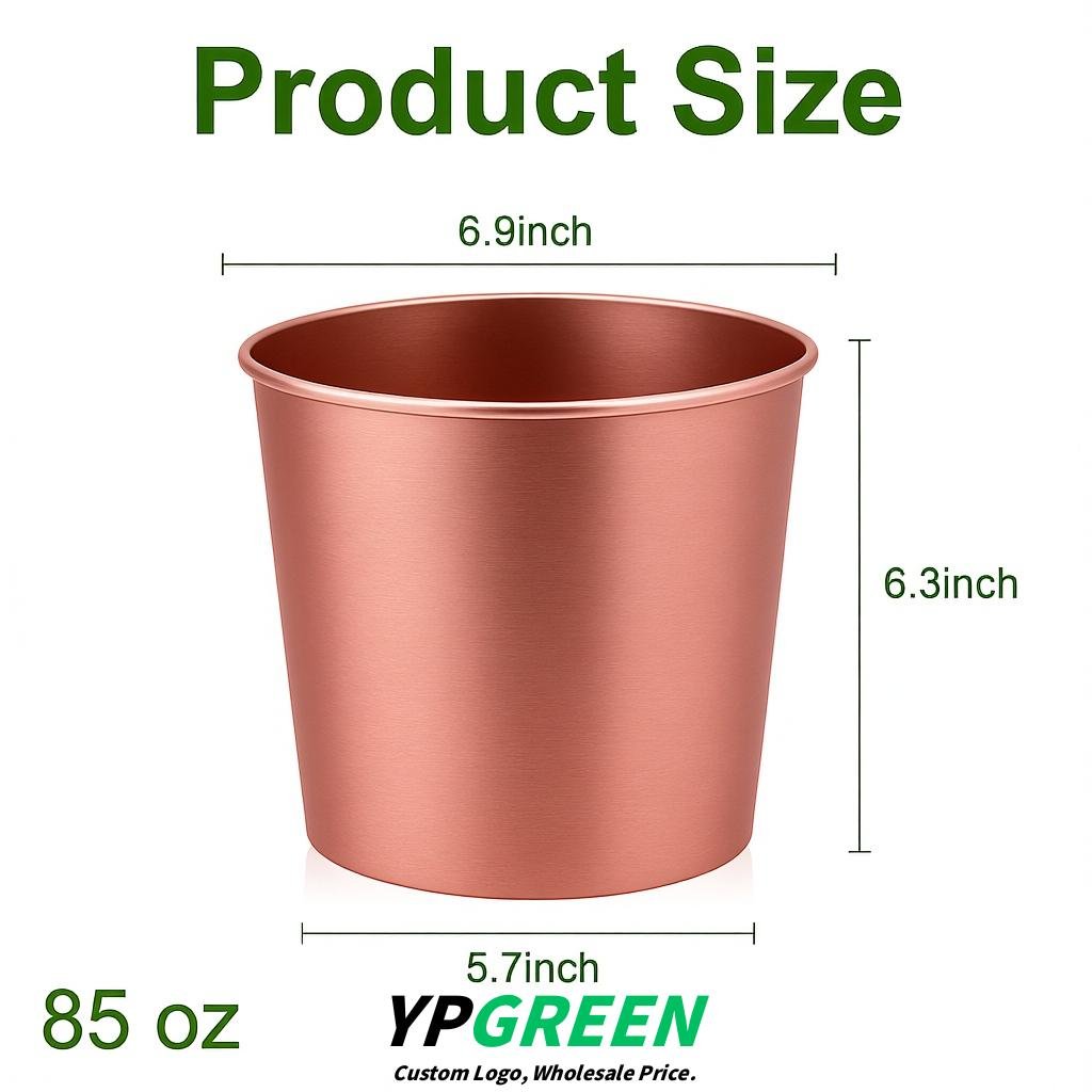 Rose Gold 85 oz Paper Buckets 6.9x5.7x6.3 Inches Cardboard Food Container