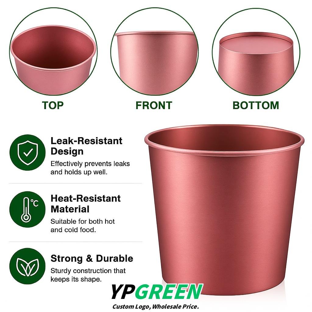 Rose Gold 85 oz Paper Buckets 6.9x5.7x6.3 Inches Cardboard Food Container