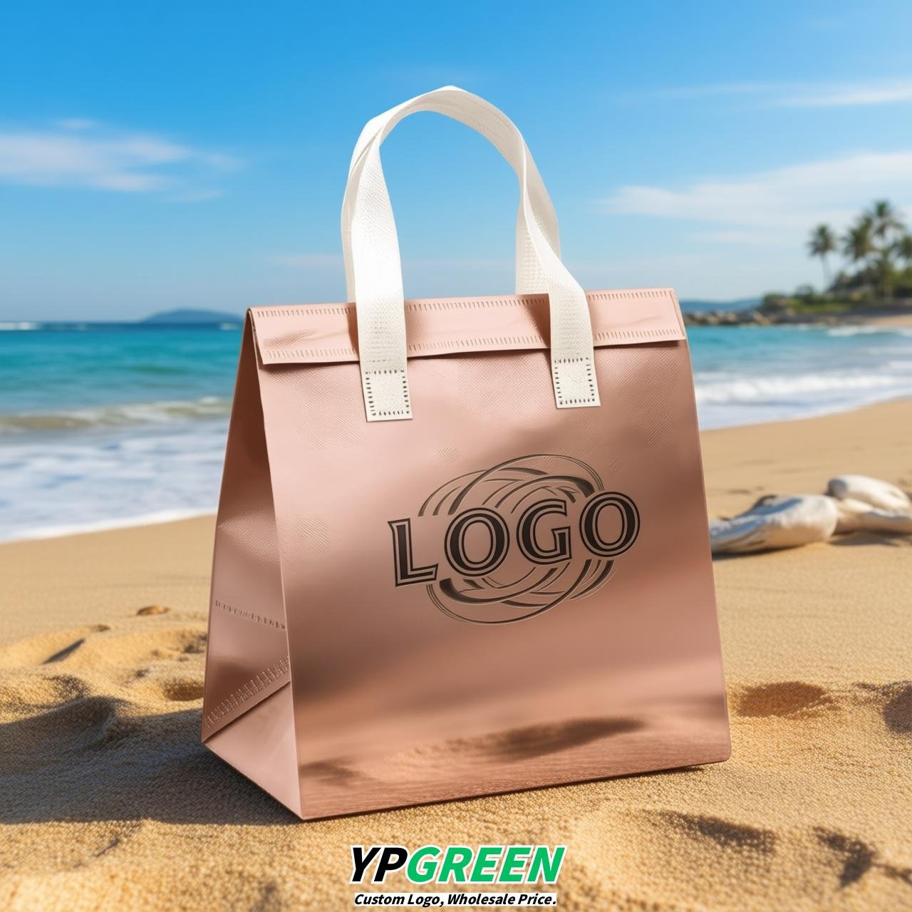 Rose Gold 4-Cup insulated take away bags wholesale 9.5 x 9.5 x 6 inches for Hot & Cold Drink Delivery