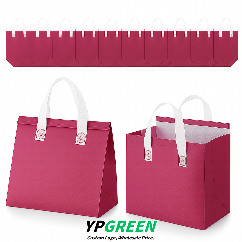 Rose Pink 4-Cup insulated take away bags wholesale 9.5 x 9.5 x 6 inches for Hot & Cold Drink Delivery